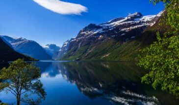 Vue panoramique sur un lac de montagne en Norvège