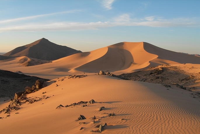 Les dunes de sables dans le désert de l'Ahnet située à l'ouest du massifs en Algérie