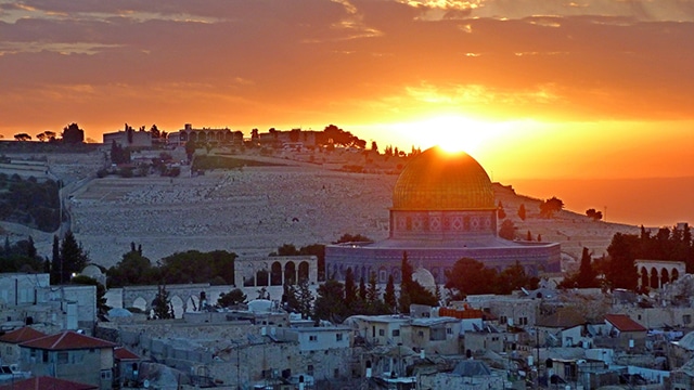 couche soleil de Dôme du Rocher Israël