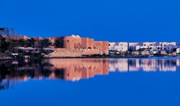 La ville de Djerba et ses magnifiques maisons au bord de l'eau.